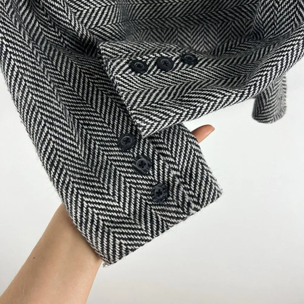 ECI New York Cropped Blazer‎ sz 10 Black & While Herringbone Office Attire